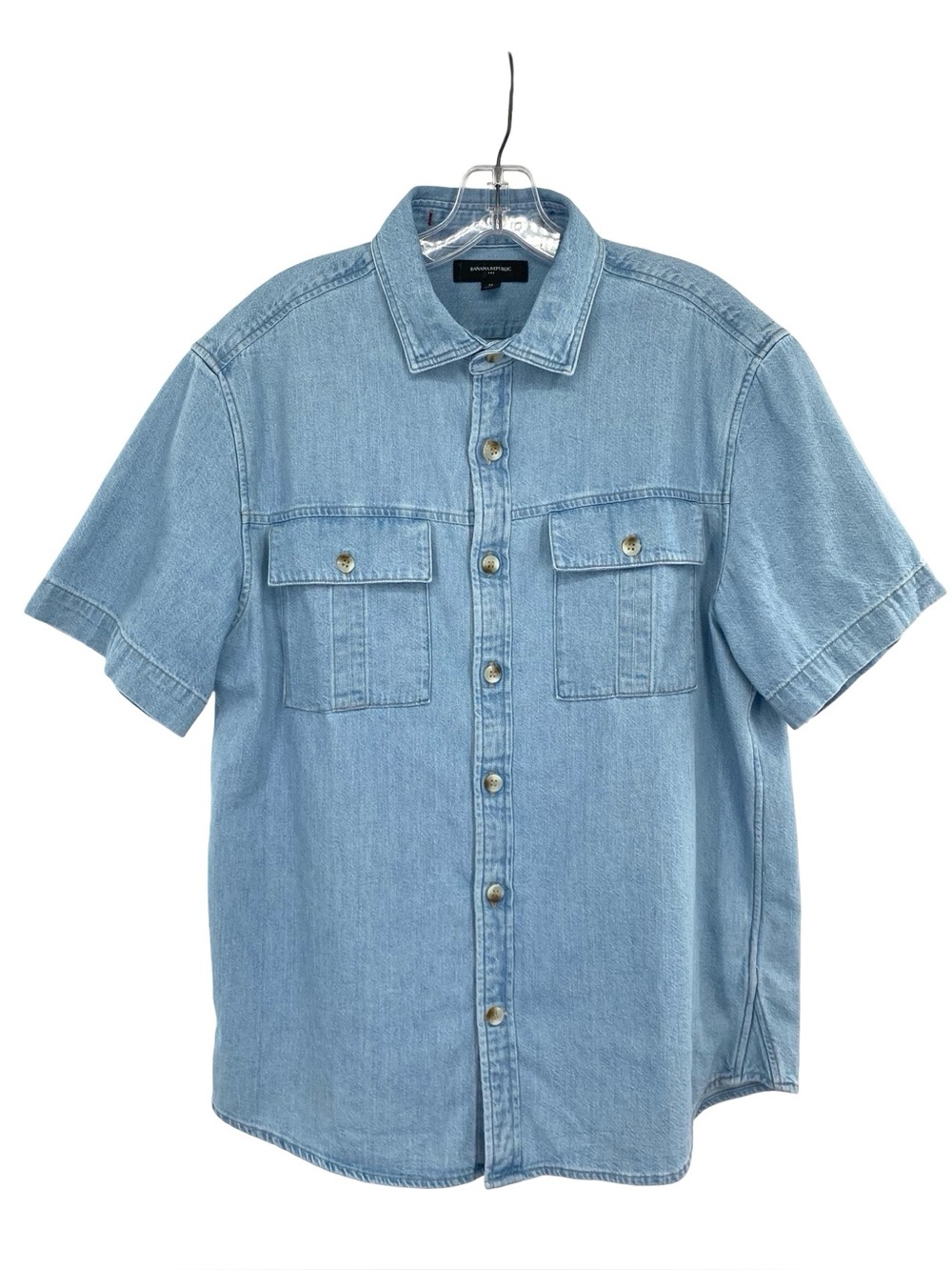 Banana Republic Men’s Short Sleeve Utility Pocket Button Down Jean Shirt Medium